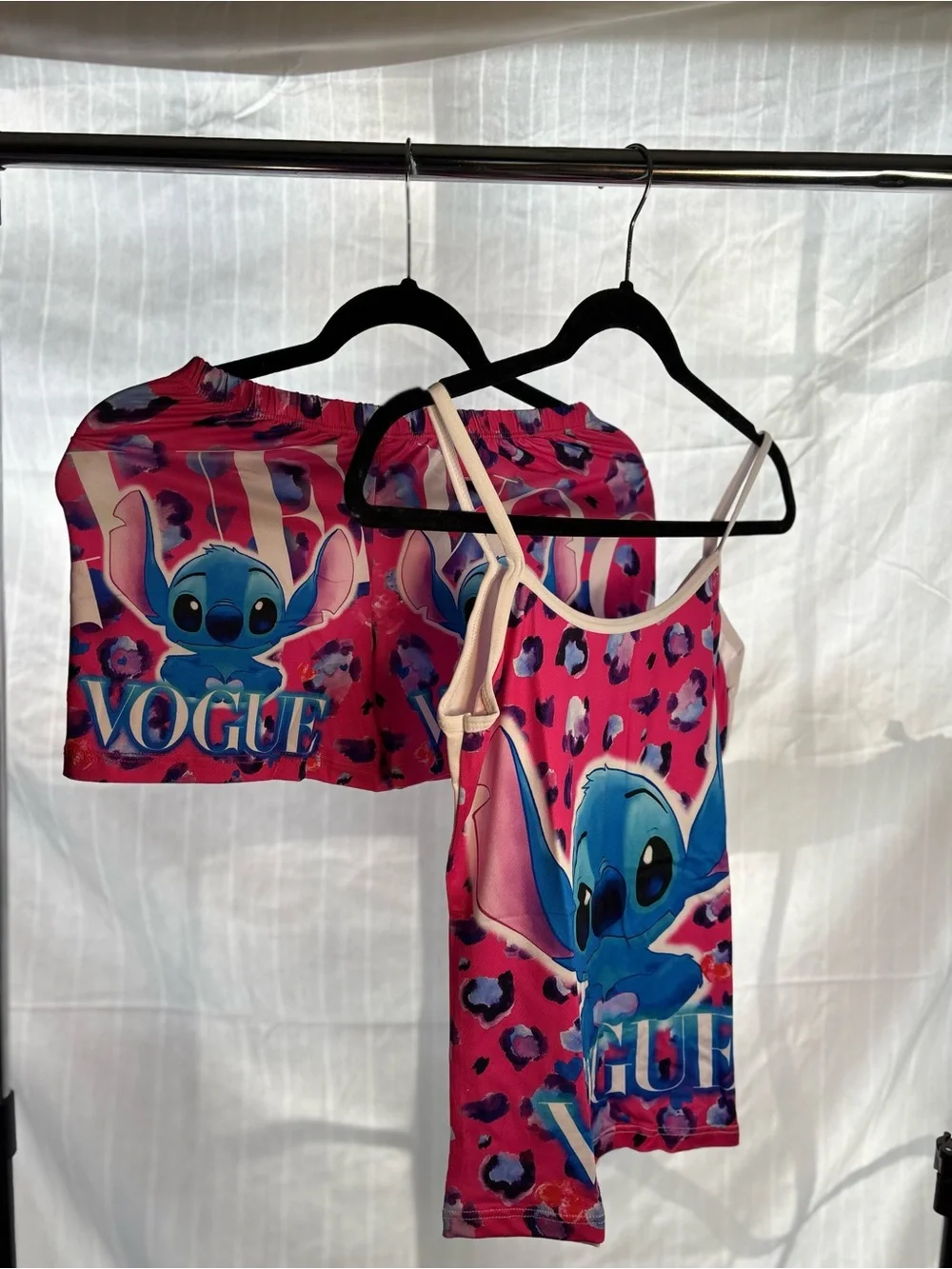 Stitch Graphic Pink Tank & Shorts Set - 